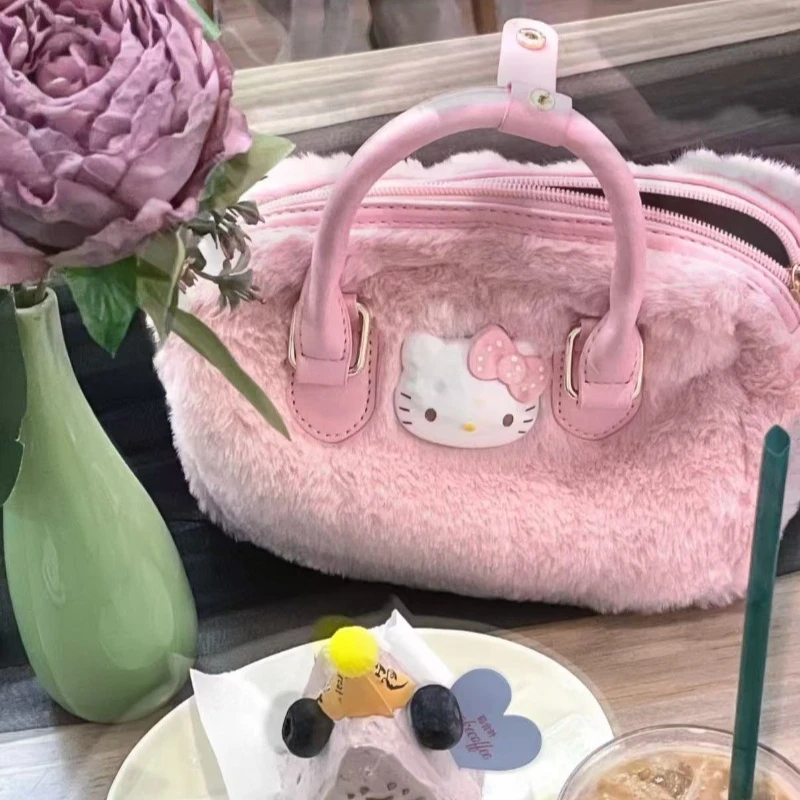 New Cute Hello Kitty Cartoon Handbag Crossbody Bag Versatile Texture Autumn Winter Niche Square Large Capacity Kawaii Pink Bags - view 4