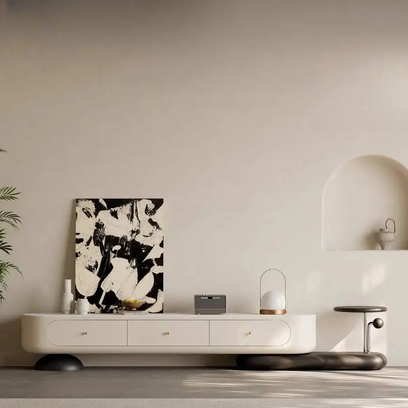 

European Beige Tv Cabinet Sitting Room Extendable White Nordic Tv Cabinet Apartments Modern Mueble De Tv Furniture For Home