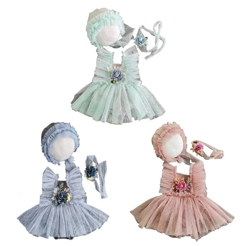 

3 шт./компл., детская шапка + платье + головной убор, реквизит для фотосъемки новорожденных, костюм для фотосессии младенцев, наряды высшего качества