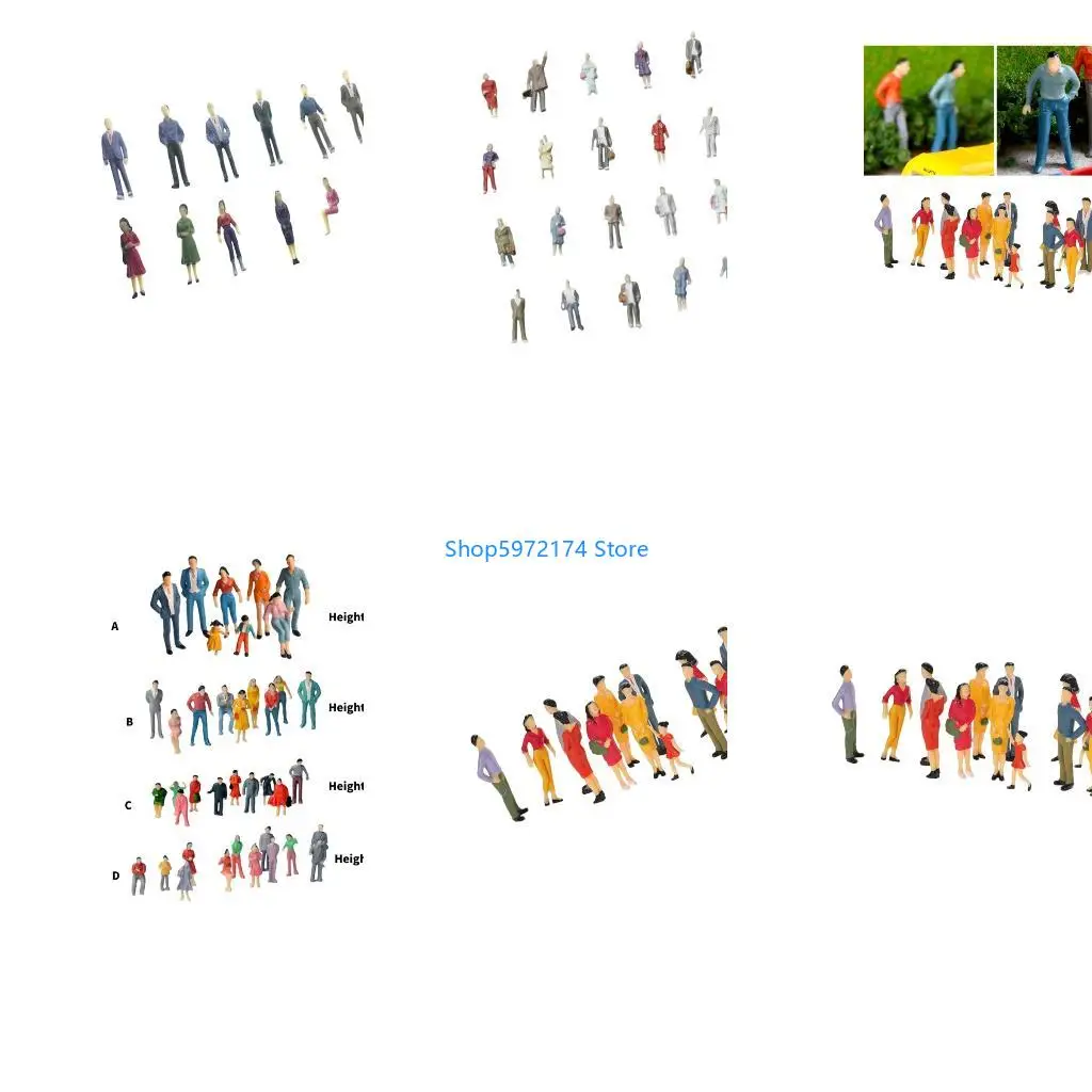 Y3NB 25 Piece Plastic Miniature Model Scene People Random Poses City Display Set