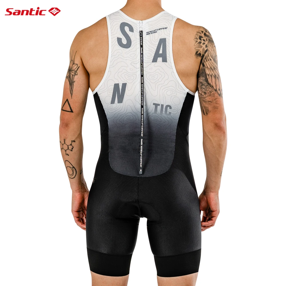 Santic New Men\'s Triathlon Sleeveless Coverall Professional Sports Athletic Clothing Cycling Bib Shorts Breathable