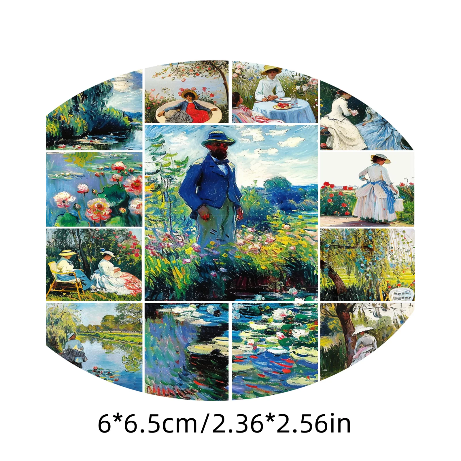 50 Oil Painting Stickers Van Gogh Decorative Notebook Monet Thermos Cup Luggage Waterproof Stickers