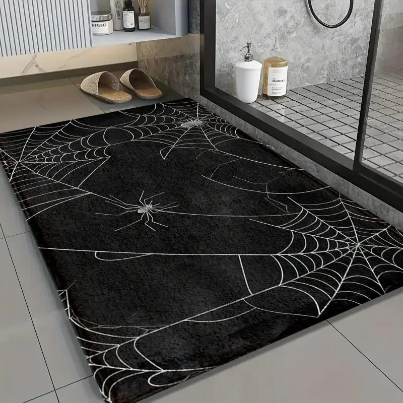 

Halloween Spider Mat Non Slip Doormat Living Room Bedroom Kitchen Mat Polyester Easy Care Home Decor Rug Soft Carpet