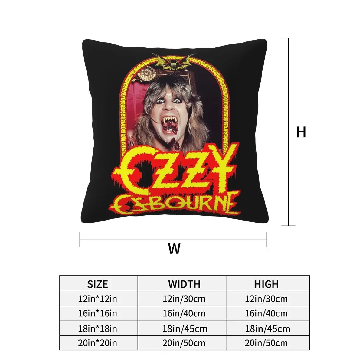 Ozzy Osbourne Merch Prince Of Darkness 2 قطعة غطاء وسادة مربع غطاء وسادة مريح رمي وسادة لغرفة المعيشة المنزلية