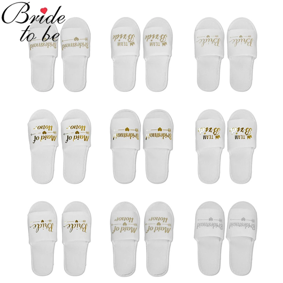 Team Bride To Be Slippers Wedding Decoration Mariage Bridesmaid Gift Hen Party Soft Slippers Ladies Bachelorette Party Supplies