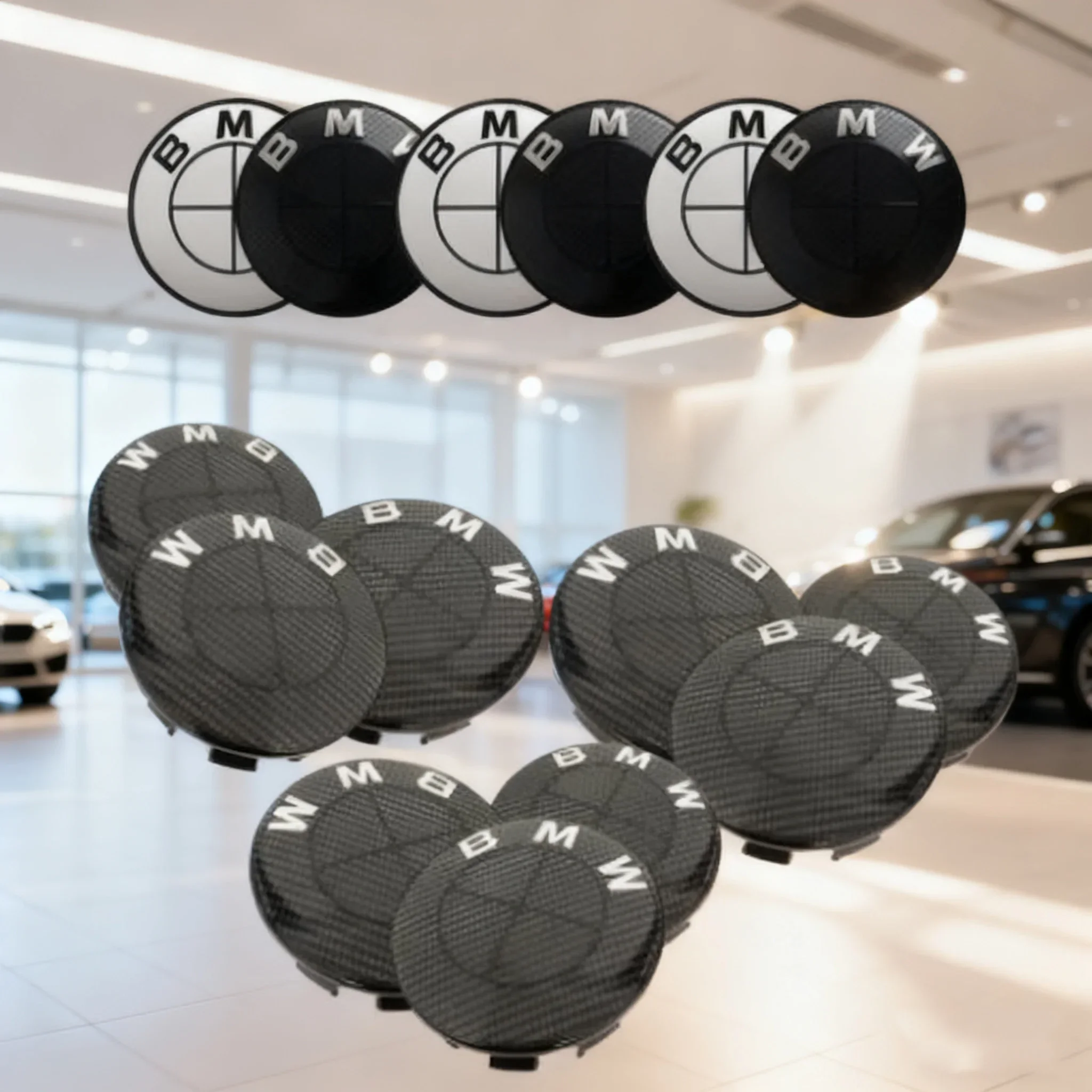 

New Hood/Trunk Emblems Wheel Hub Covers For BMW E87 F20 F52 F23 F45 F46 E46 E90 E92 E93 F30 G60 F90 F34 F35 G28 G30 G38 F32 F33