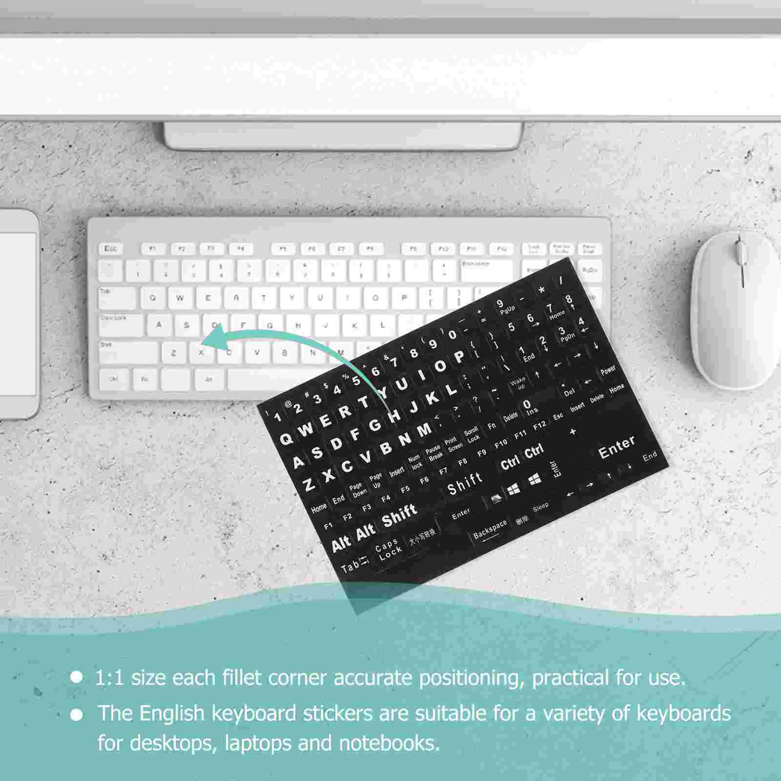 English Keyboard Stickers Computer Letter Decals Keyboards Language Replacement Universal