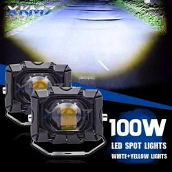 LED スポットライトデュアルカラーワークライト 12V 24V LED バーフォグランプ車オートバイトラック SUV ATV 4WD トラクターオフロードアクセサリー 4x4