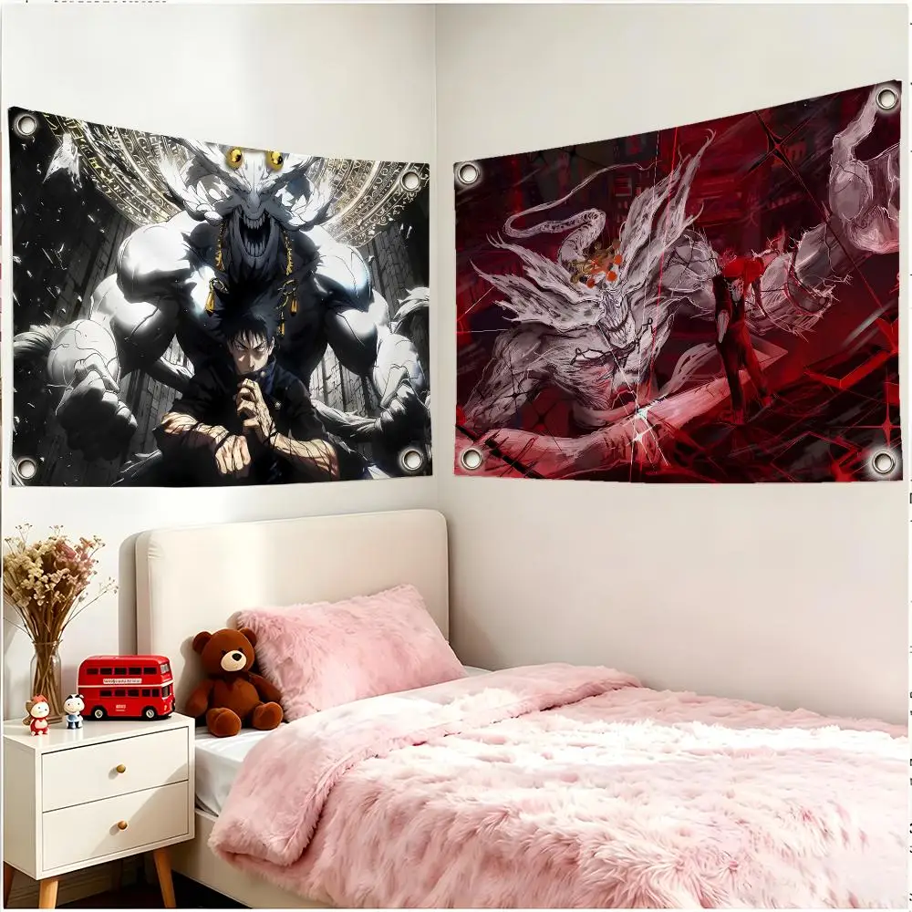 Anime Character Jujutsu Kaisen Megumi Fushiguro Flags Four Ring Borderless Art Decor Indoor Outdoor Use Simple Hang And Install