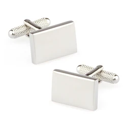 iGame Engravable Cuff Links Silver Color Rectangle Design Quality Brass Material Cufflinks For Men