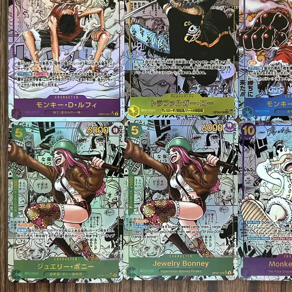 6Pcs/set EB02 OP05 Anime OPCG Collection Card Monkey D Luffy Jewelry Bonney Manga Card English Refractive Flash Kids Gifts