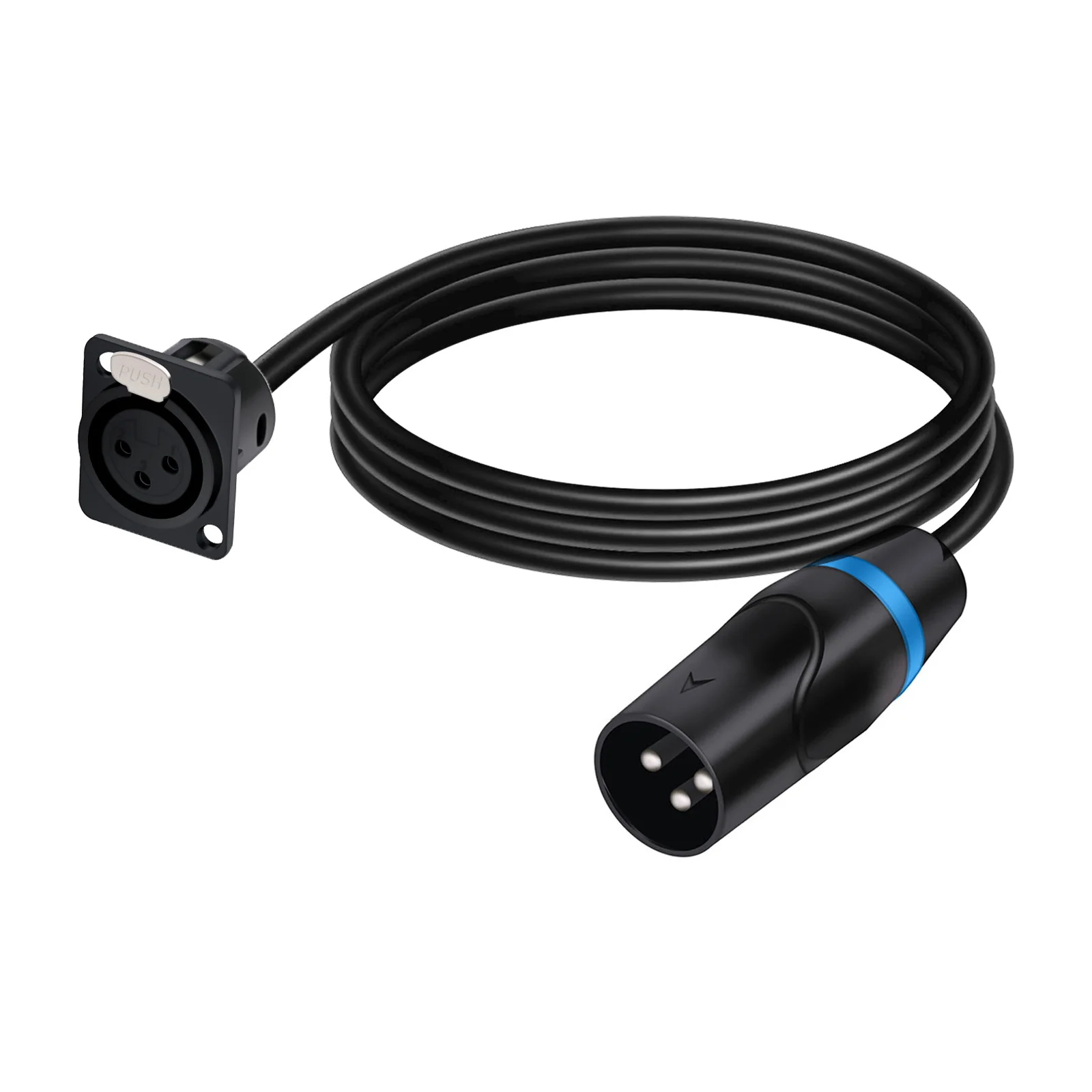 D Type 3Pins XLR Male/Female Fixed Panel Mount MIC Socket to 3Pin XLR Plug Pass Through Converter Cable,for Stage Lighting Mixer view 3