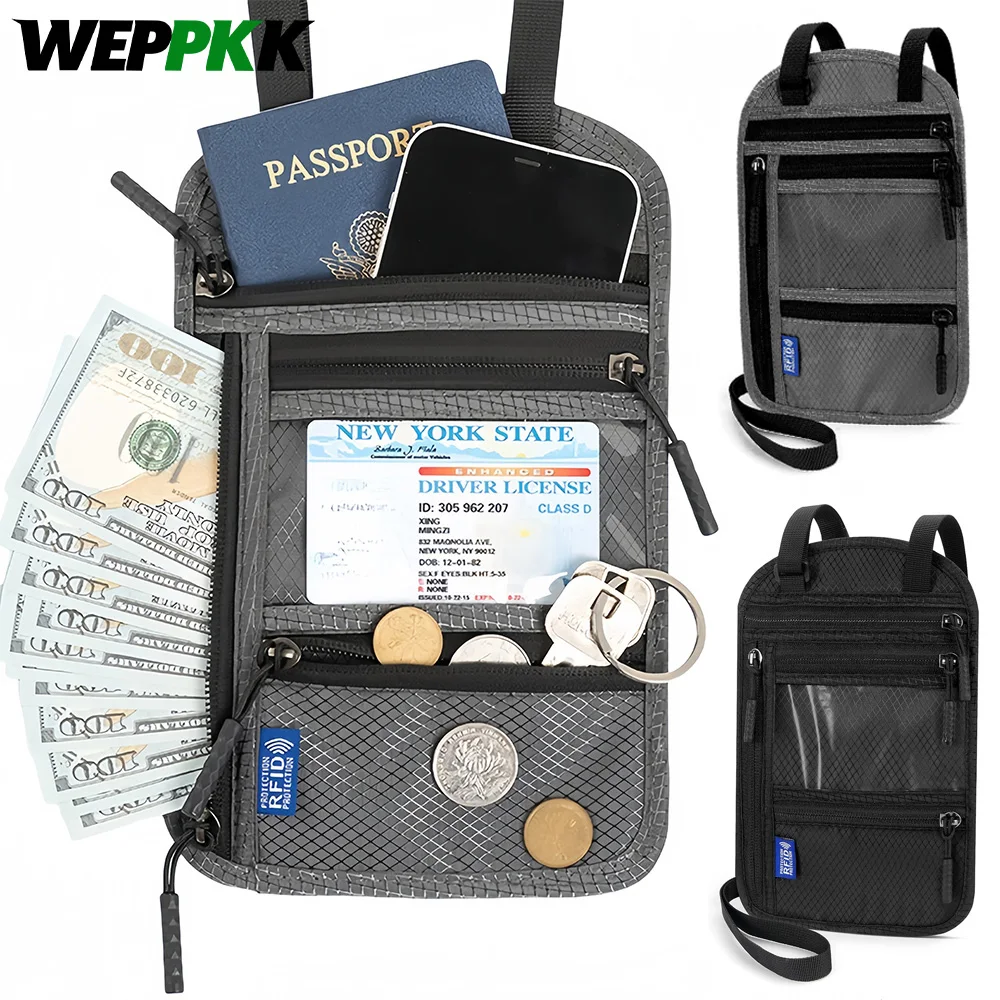 

1PCS Passport Holder for Families, RFID Blocking Neck Wallet, Travel Document Organizer,Multi-Passport Pouch,Portable & Stylish