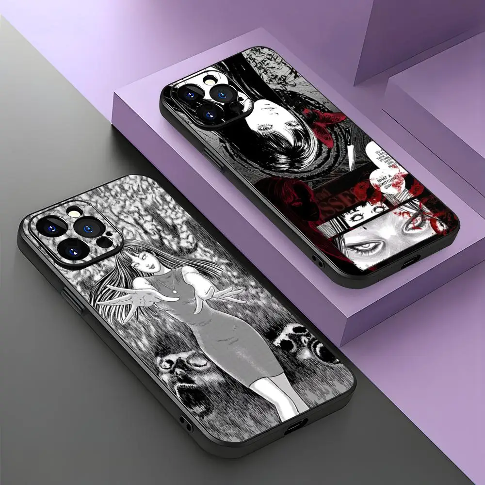 

Tomie junji ito Phone Case For iPhone 16 16e 15 14 13 12 11 XS XR Plus Mini Pro Max Soft black Shockproof Cover