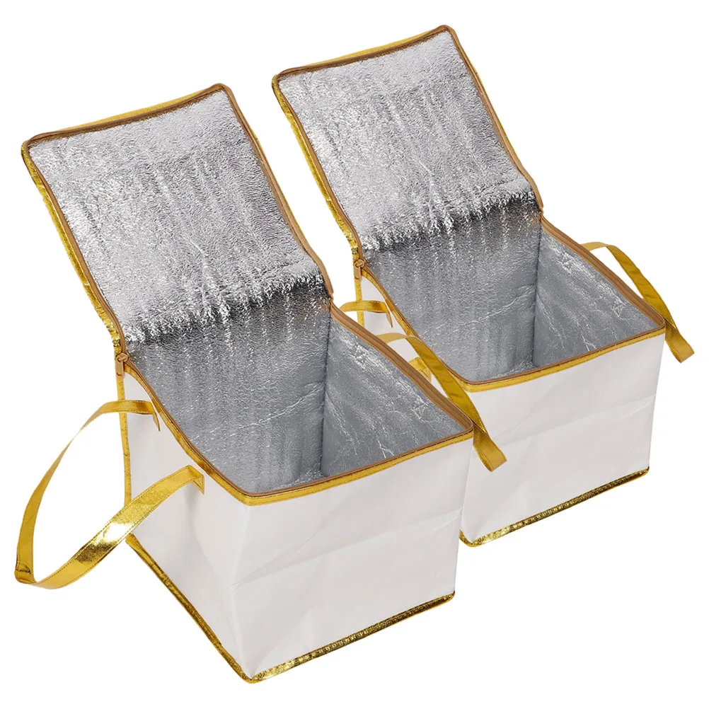 

2Pcs Nonwoven Fabric Cake Insulated Cooler Bags Waterproof Thermal Carrying Bags Leak Proof Large Space Dessert Tote