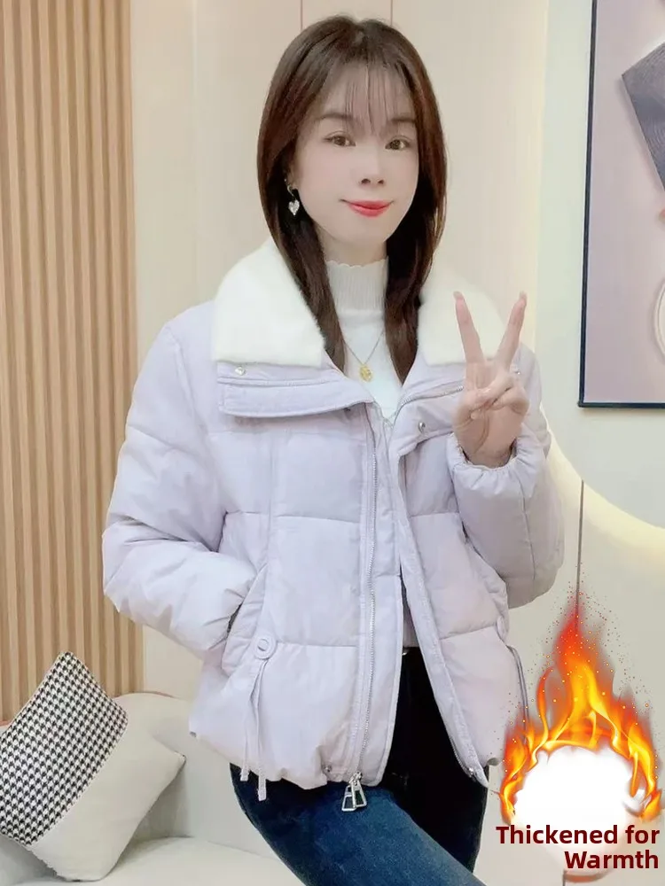 Damska kurtka zimowa Sli Thiened z bawełny, modna, ciepła, puszysta, podszyta, odzież wierzchnia w stylu koreańskim, zapinana na zamek.