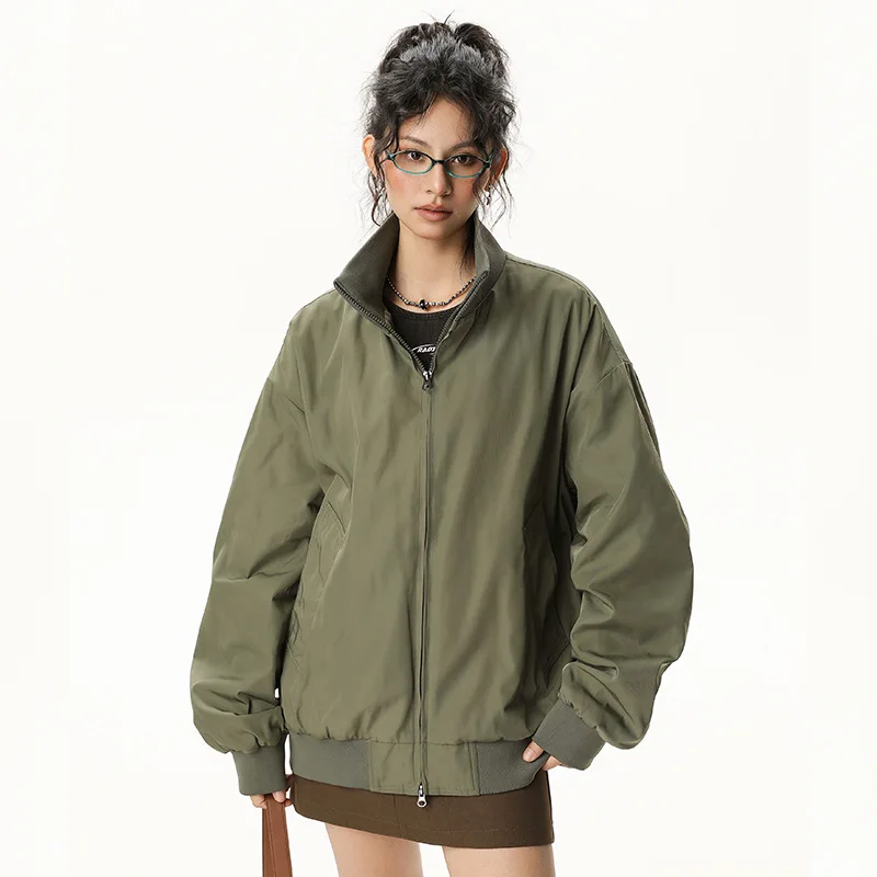 

Бейсбольные куртки фиолетовые женские осенние самоскладывающиеся двусторонние унисекс Y2K шерстяные с завязками в стиле Gorpcore флокированные флисовые для работы