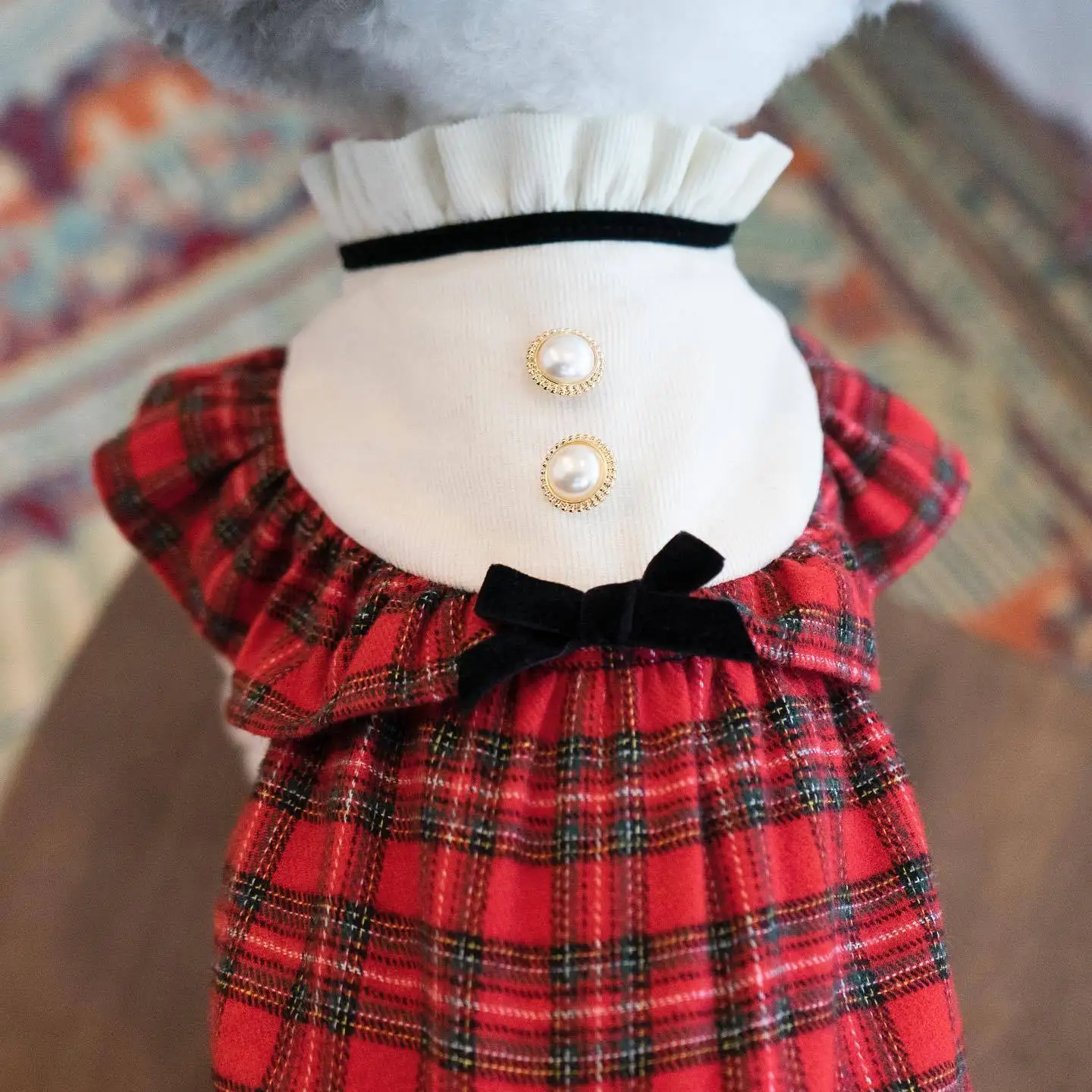 New INS Royal Style Red Grid Court Skirt Stand Collar Christmas Pet Skirt Dog Academy Pet Clothes Dog Clothes Designer Gift Card