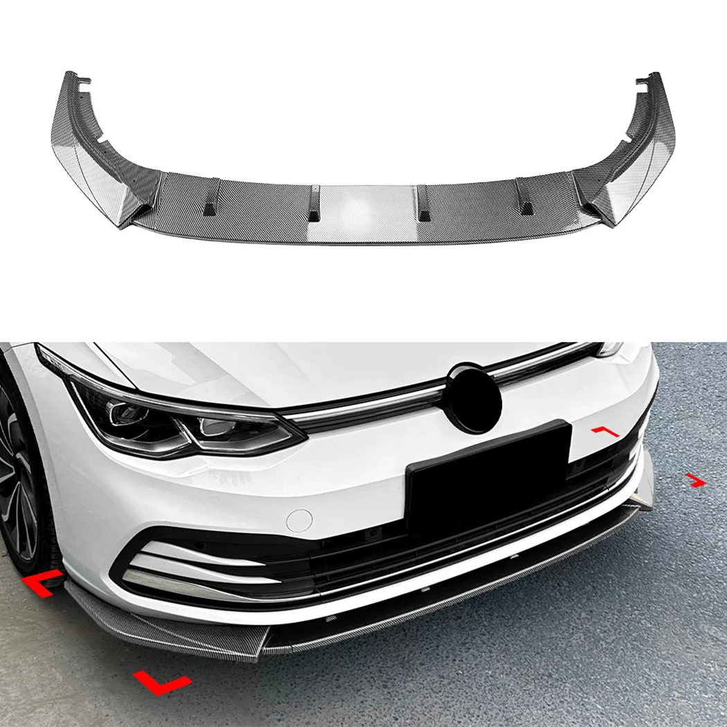 Car Front Bumper Lip Spoiler Diffuser Splitters Body Kit Aprons Guard Trim For VW Golf 8 Golf MK8 Standard Edition Pro 2020-2024