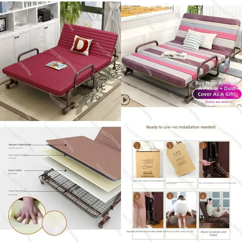 Folding Bed Single Double Portable Camp Cot for Office Lunch Break Nap Home Hospital Guest Simple Lightweight Foldable