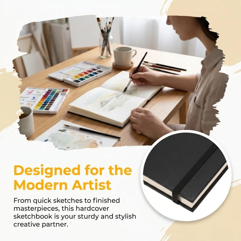 Lychee Grain Texture Watercolor Paper Notebook Two Available Dimensions Hardcover Bound Lychee Texture Drawing Pad