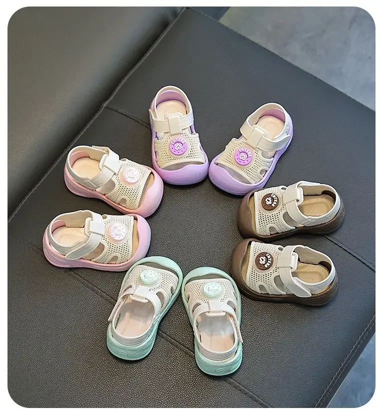 Sommer-Babyschuhe für Erste Schritte, Kleinkind-Sandalen mit Weicher Sohle, Atmungsaktiv, Geschlossene Zehen, Rutschfeste Kinderschuhe für Babymädchen – Detail 4