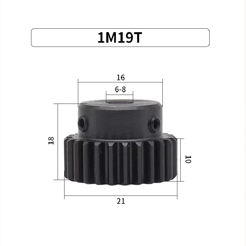 1M19T Hole 6/8mm 1M Motor Convex Gear 1Mod 19Teeth