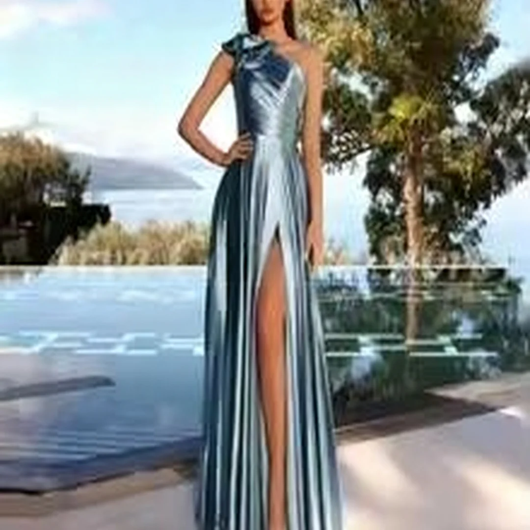 

Customized Pleat and Ruffles A-Line Floor Length Evening Dress formal evening dresses birthday party prom gowns for women