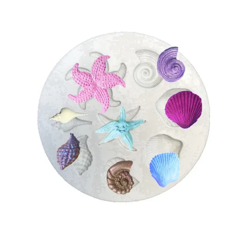 

1pcs Creative DIY Chocolate Mold Cake Decorating Tools Sea Creatures Conch Starfish Shell Fondant Cake Candy Silicone Molds