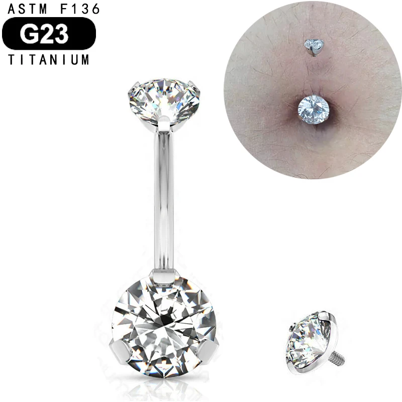 ASTM F136 Titanium Navel Belly Button Ring for Women Reverse Curved Piercing Clicker Barbell Body Jewelry Hinged Belly Rings