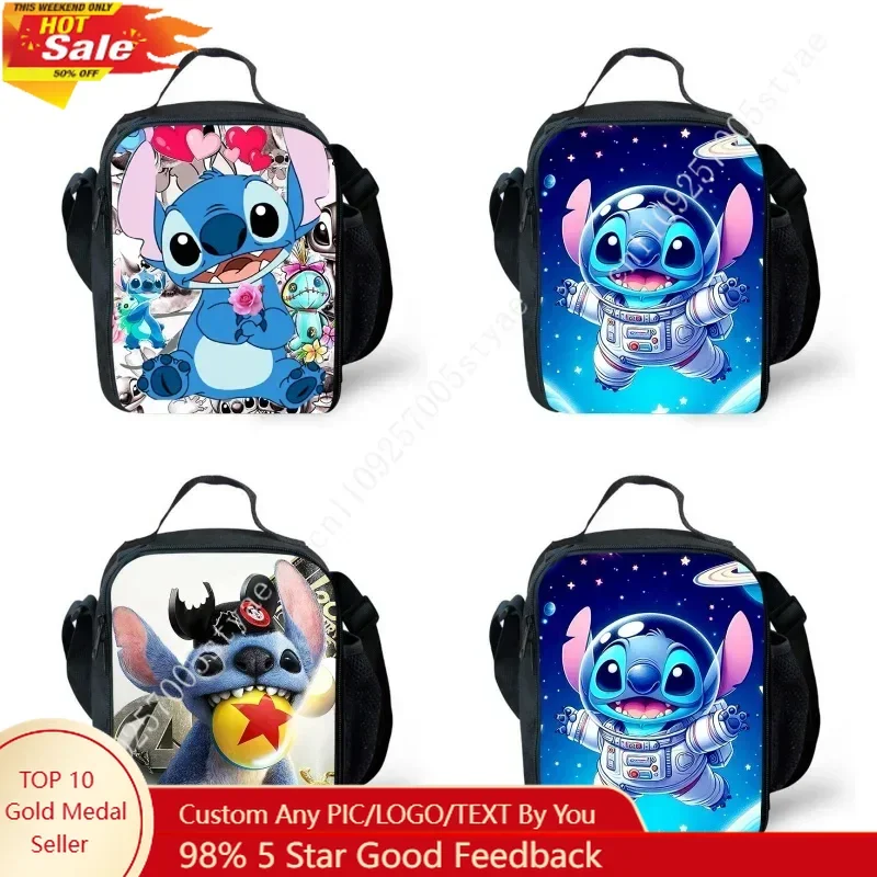 

Ланч-боксы для детей, школьные сумки для пикника с мультяшным персонажем Стич для девочек и мальчиков, большие термосумки для детей 4-10 лет