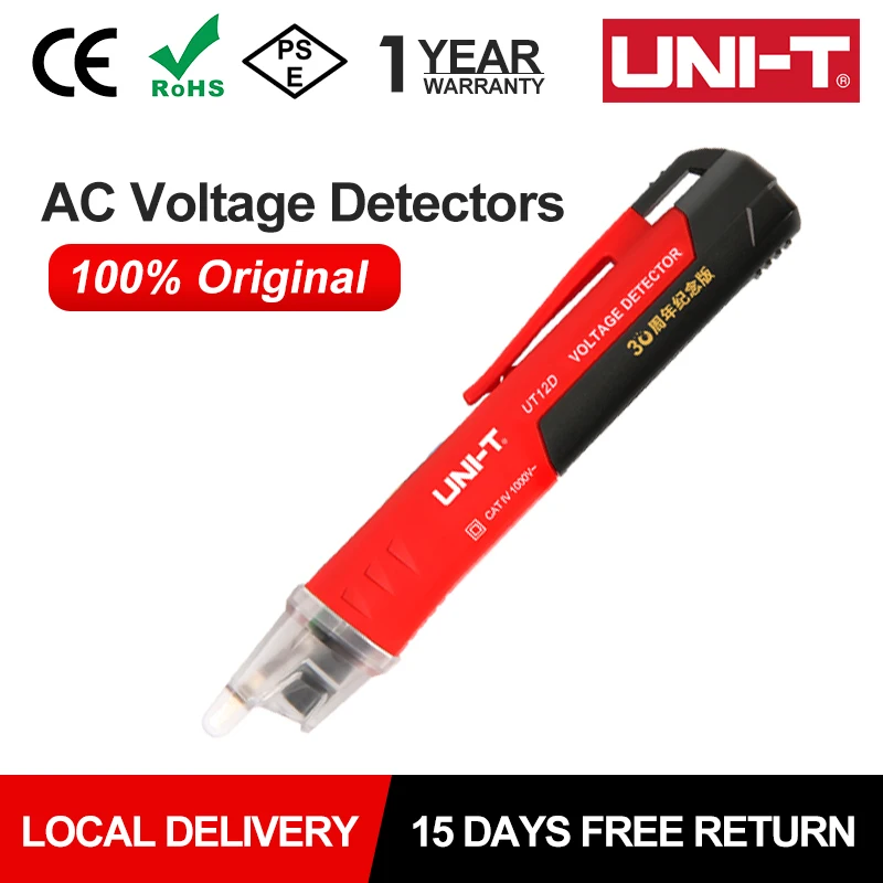 UNI-T AC-spanningsdetector UT12D Contactloze spanningstester 12V-1000V Contactloze elektrische tester Pen Power Sensor LED