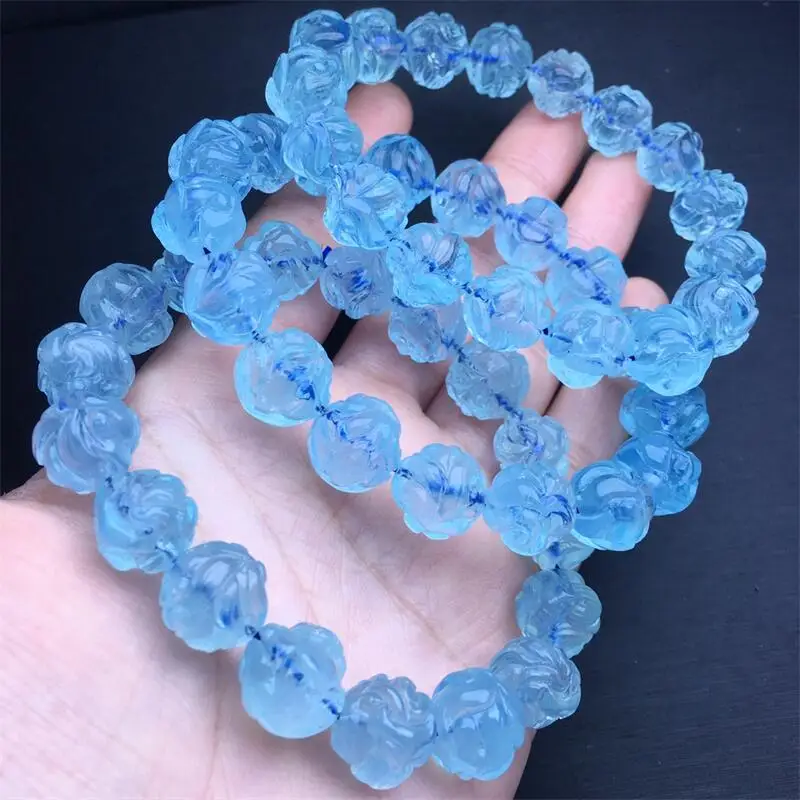 Natural Aquamarine Fox Fairy Bead Bracelet String Charms Strand Exquisite Jewelry Gift Healing Crystal Energy Gift 1pcs