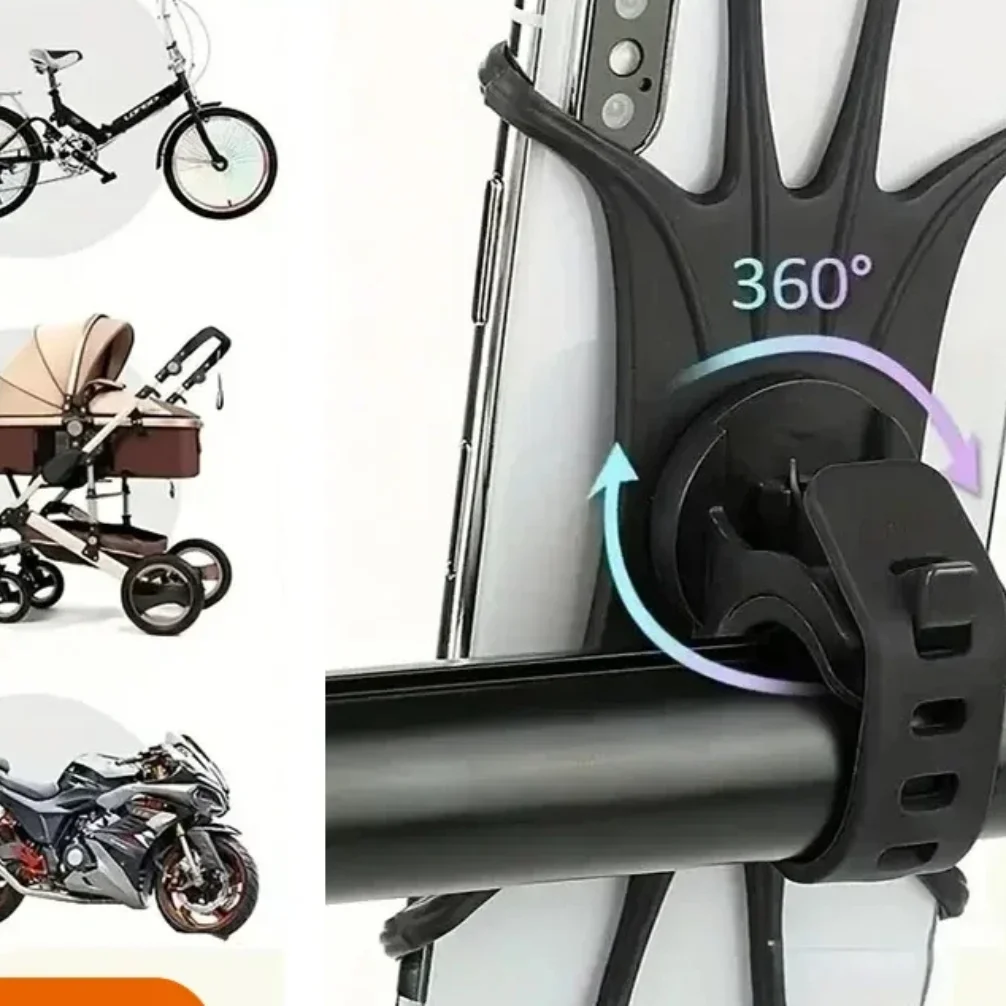 360 Rotatable Mobile Phone Bicycle Motorcycle Bike Safe Bracket Silicone Support Silicone Pull Type For All Phone Stand