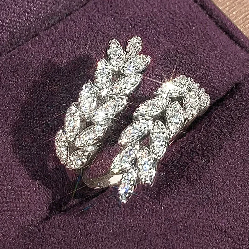 Huitan Bling Bling Blatt CZ Öffnung Ringe für Frauen Luxus Helle Ästhetische Hochzeit Schmuck Mode Moderne Party Zubehör Heißer