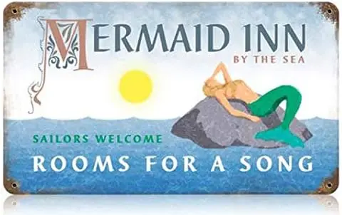 Metal Tin Signs Mermaid Inn Home Decor Decorative Wall Sign Plaque Poster for Indoor House Kitchen Bar 12 x 8 Inch sign