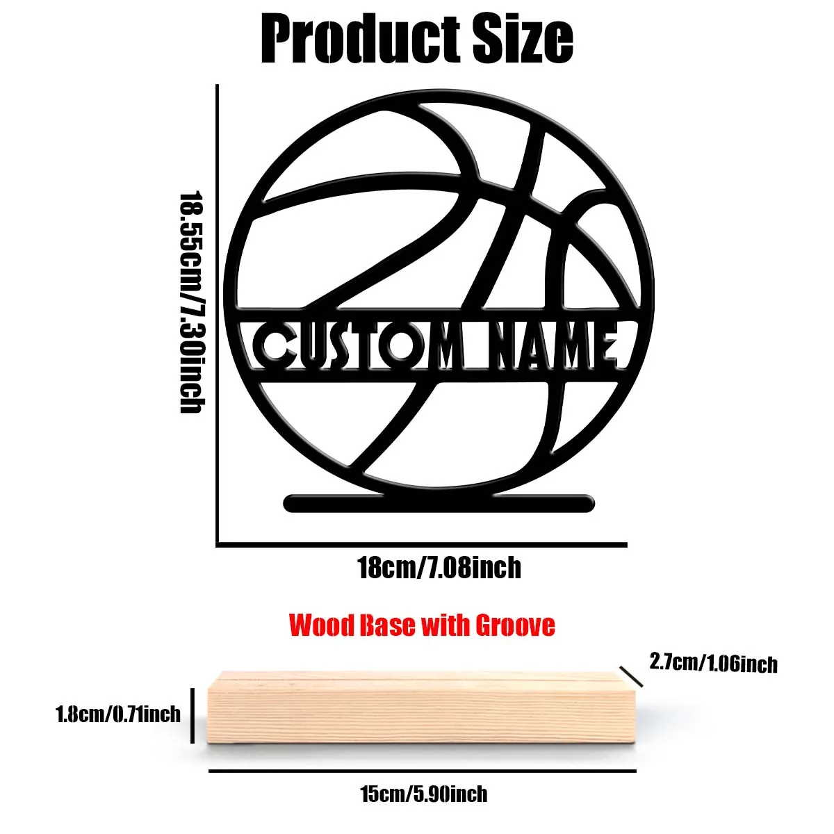 1Pc Csutom Name Basketball Wooden Base Desktop Metal Art,Home Office Hotel Cafe Club Decor,Ideal Gift for Family Friends