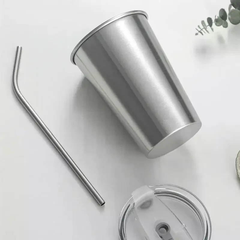 Stainless Steel Cold Drink Cup, Stainless Steel Water Cup, Not Easy To Break, Stackable, Reusable, Suitable For Children's Trave - Detail 1