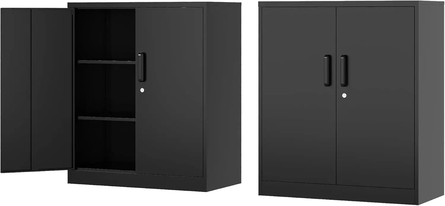 

Metal Storage Cabinet-36 u201d Tall Steel File Cabinets with Lockable Doors and Adjustable Shelves-Black Steel Storage Cabinet f