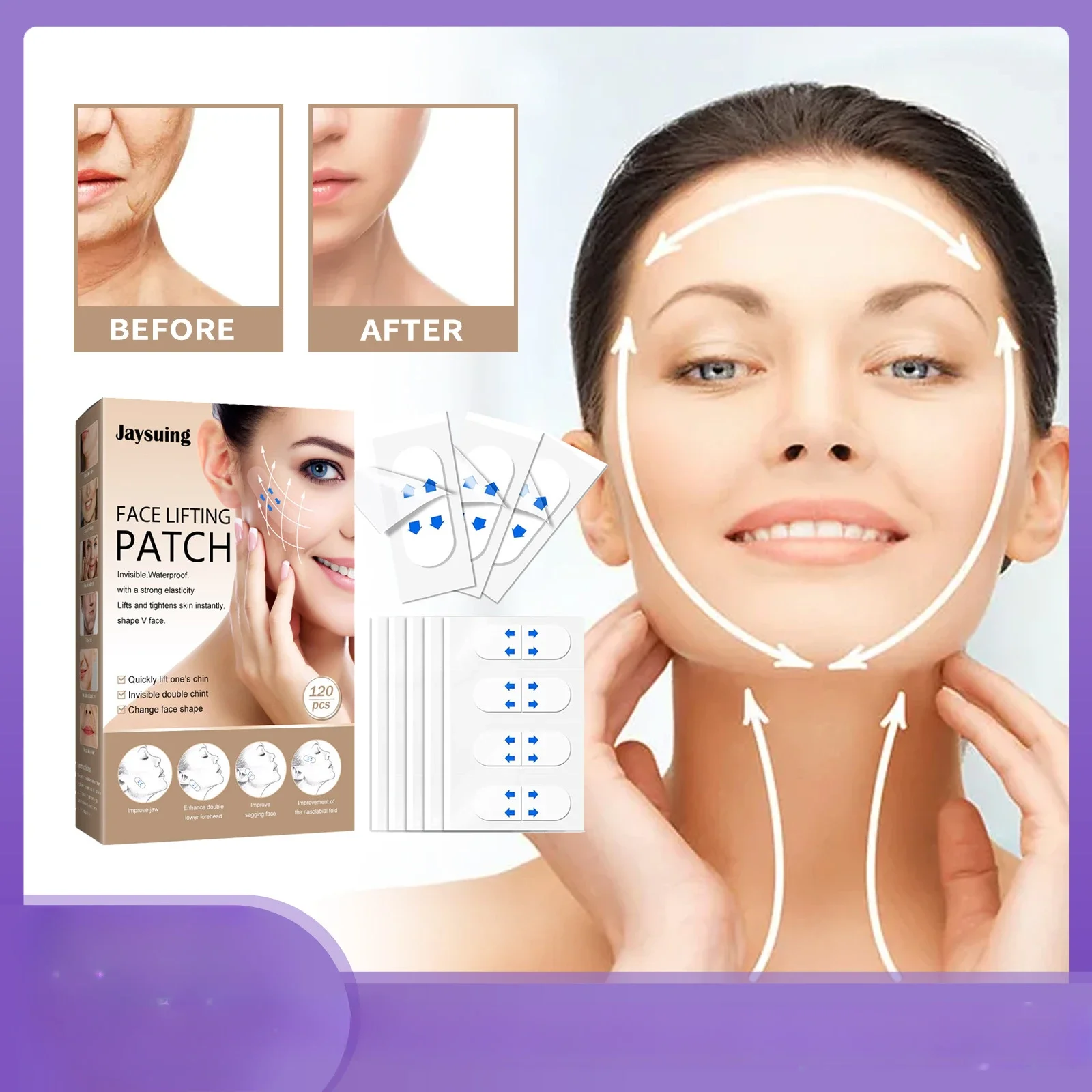 

Jaysuing Lifting Stickers Lifting Face Pasters Lifting Fading Wrinkle Tightening Chin Shaping V-Type V-Line Strap Face Pasters