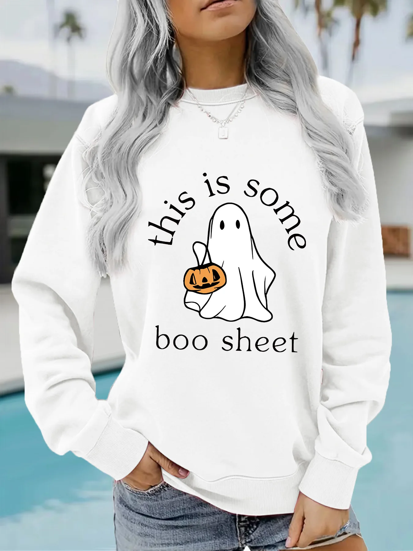 BKLD Autumn And Winter Women Clothing Casual Long Sleeve Tops Round Neck Fashion Halloween Printed Pullover Sweatshirts