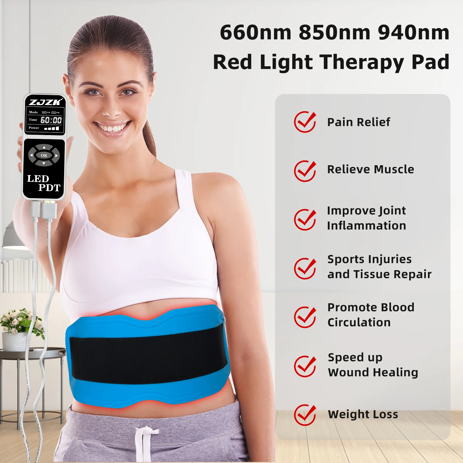 

ZJZK 660nmx150chips Red Light Fat Loss Laser Treatments Dogs 850nmx150chips+940nmx150chips Infrared Therapy For Dogs Pain Relief