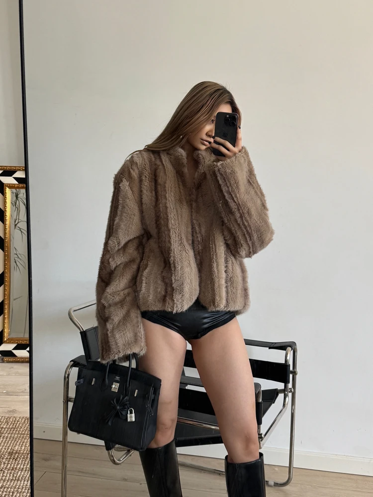 

Ретро-пальто из кроличьего меха в китайском стиле для молодежи: модное, свободное, зимнее, дышащее, удобное, легко чистится