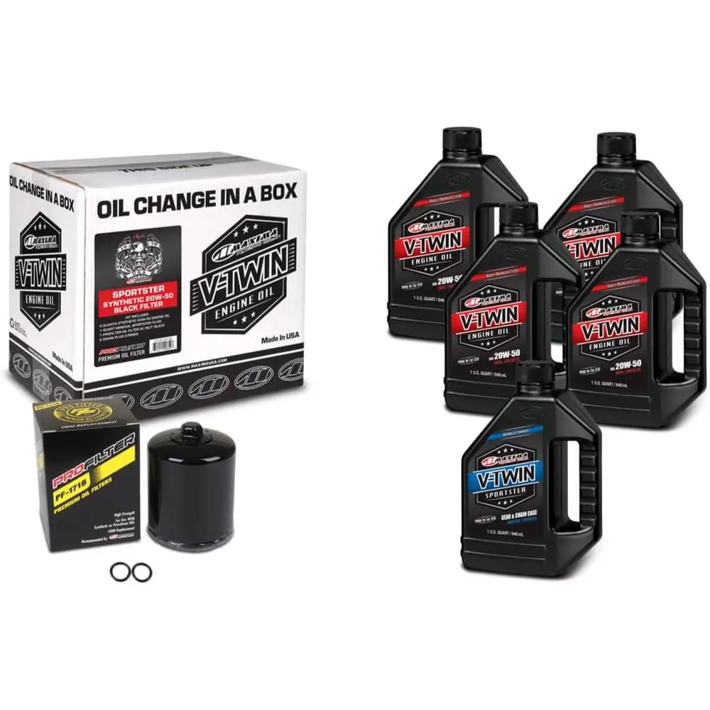 

Twin Oil Change Kit Synthetic w/Black Filter, Sportster