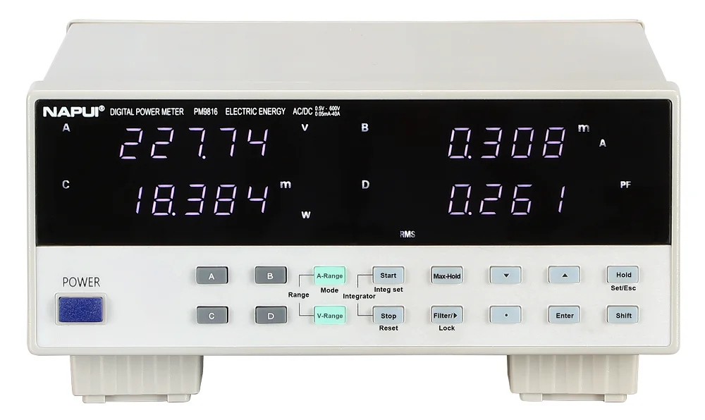 PM9816 AC/DC 0.2 class high precision  meter 0.05mA Small current Single Phase LED Display Multi-function  power analyzer