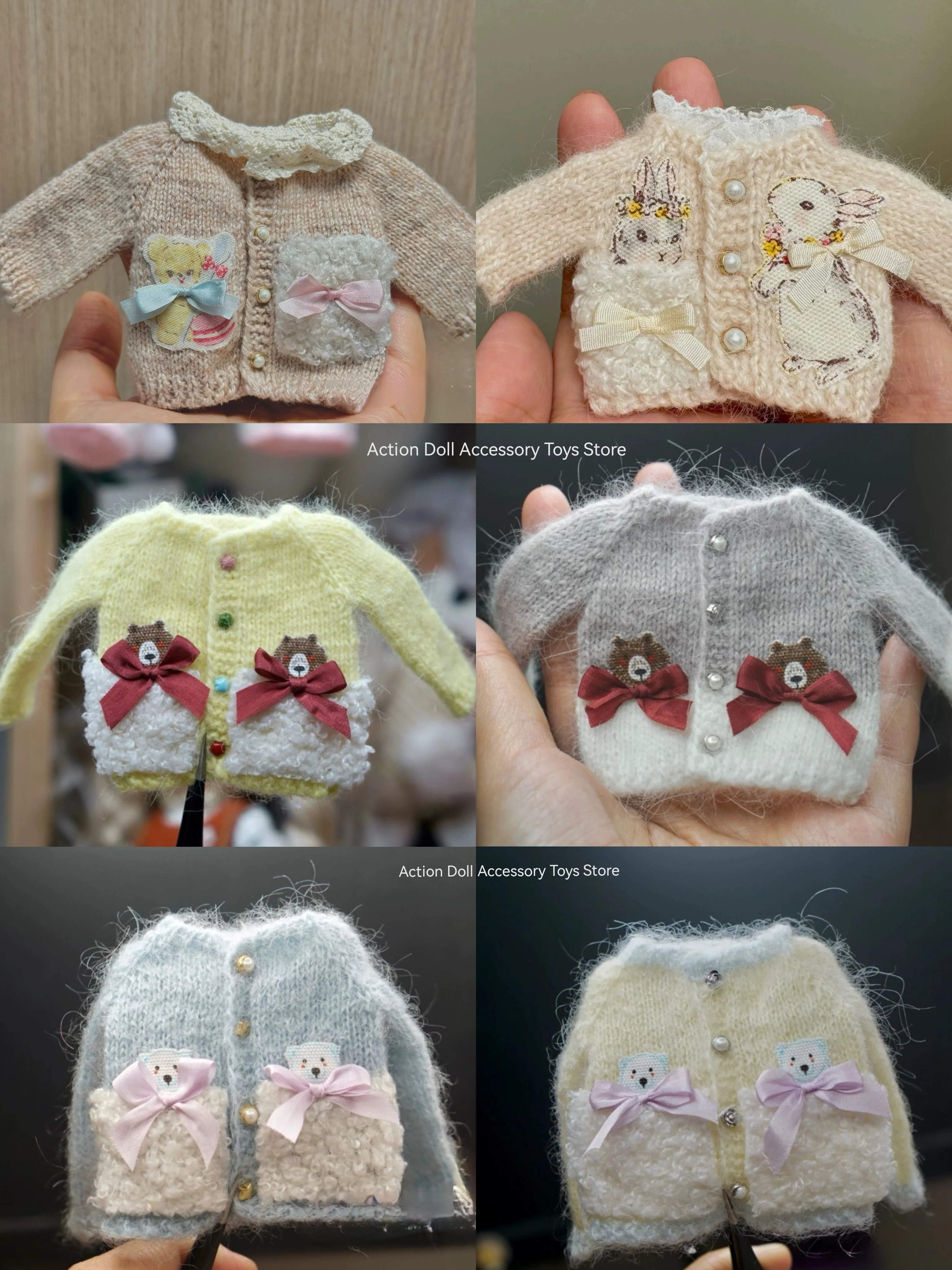 New Doll Clothes Dress clothes Cardigan Wide-necked colour-block hand-crocheted Cute sweater Blythe Qbaby ob24 ob22 ob11 doll