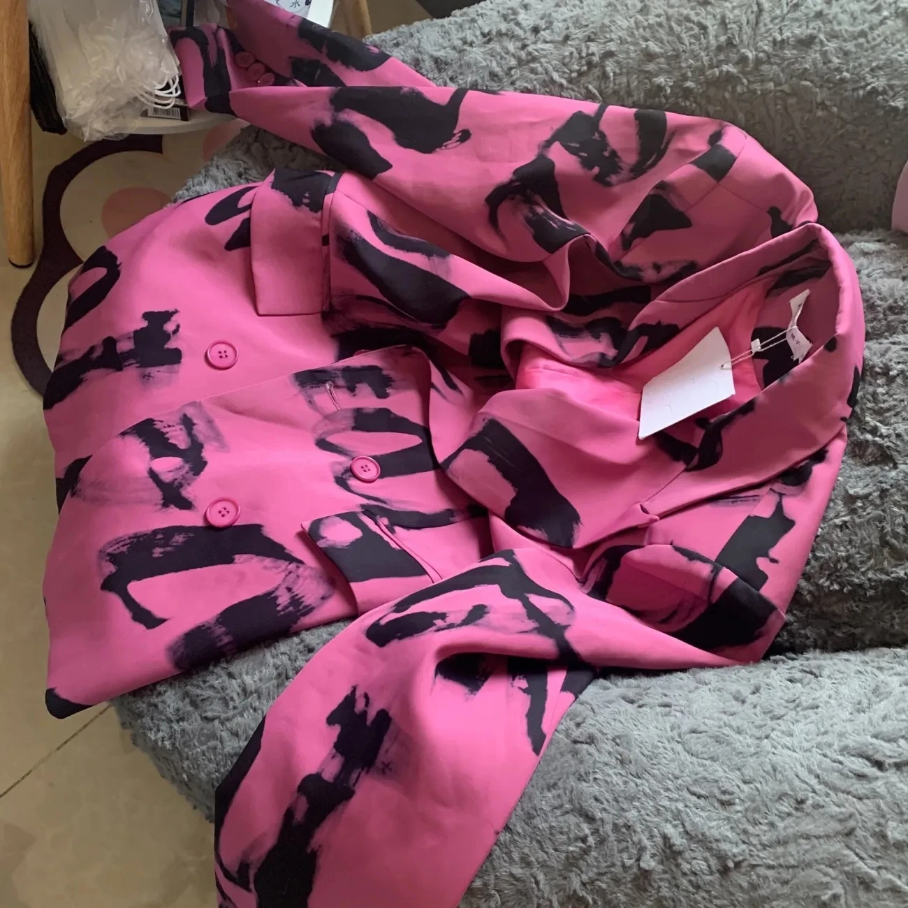 Surdimensionné piste européenne lettres amples Graffit imprimer Blazers femmes manteau printemps femme haute rue Blazers vêtements d'extérieur manteaux NZ190