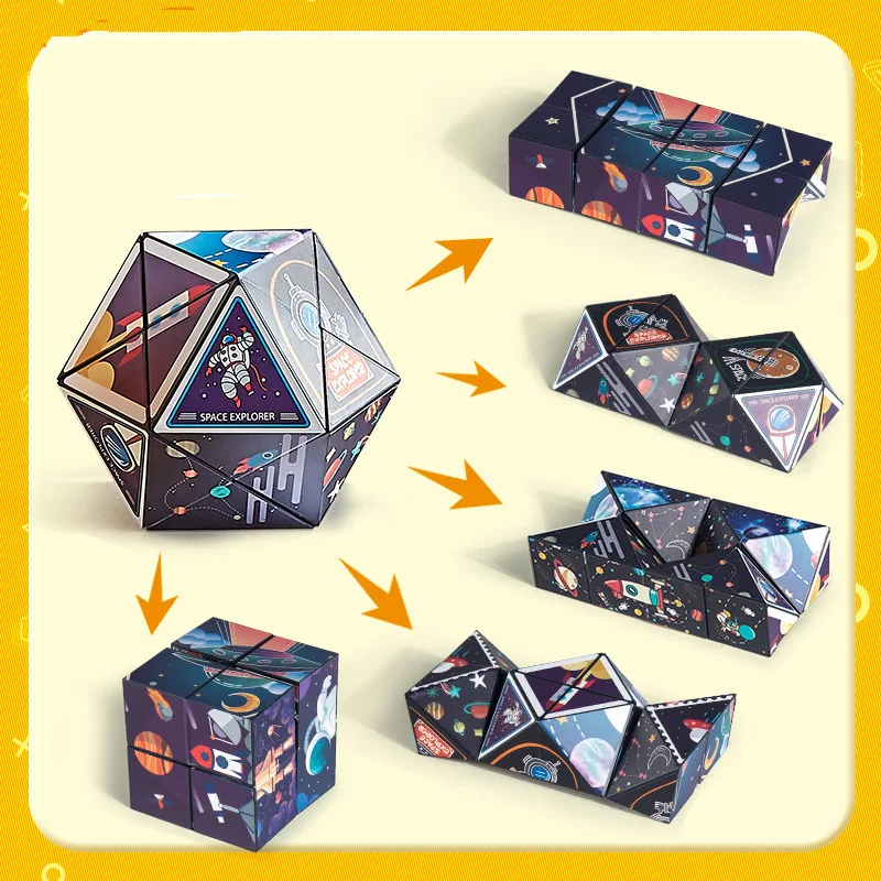 Shape Shifting Box Geometric Changeable Magnetic Magic Cube 3D Decompression Hand Flip Puzzle Kids Reliever Fidget Toy