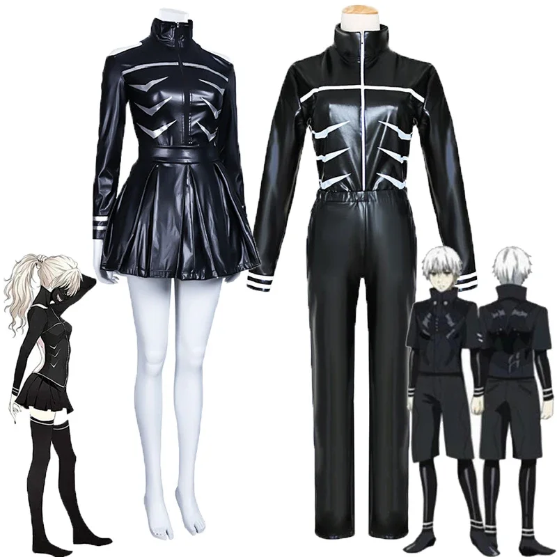 Anime Tokyo Ghoul Ken Kaneki Cosplay Costume Touka Kirishima PU Leather Black Fight Uniform Dress Unisex Halloween Party Clothes