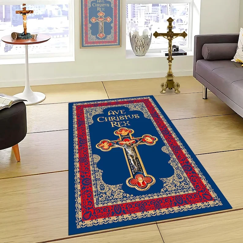 Gebetsmatte, katholische Geschenke, christliche Matte, christliches Geschenk, Kreuzsymbol, Gebetsteppich, christliches Gebetstagebuch, Ave Christus Rex-Dekor